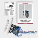 PCEU-232RS Kontroler PCIe 2+2x port USB 3.2 GEN 1, UASP, SP & LP 15-pin SATA zasilacz