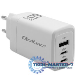 Ładowarka sieciowa 65W GaN | 5-20V | 3-3.35A | 2xUSB-C PD | 1xUSBQC 3.0 | Biała