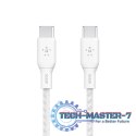 Kabel w oplocie USB-C do USB-C 100W 3m biały