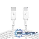 Kabel w oplocie USB-C do USB-C 100W 3m biały