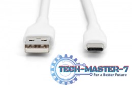 Kabel zasilający silikonowy USB-A - USB-C, USB 2.0 60W, 0,5m Biały