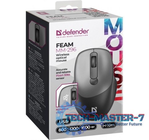 Mysz bezprzewodowa silent click FEAM MM-296 RF 1600 DPI Szara Mysz bezprzewodowa silent click FEAM MM-296 RF 1600 DPI Szara