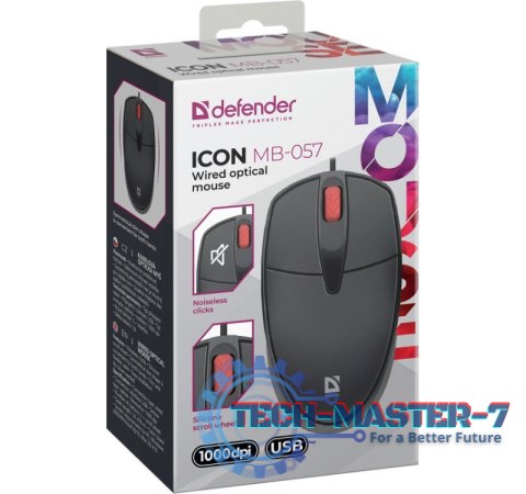 Mysz przewodowa silent click ICON MB-057 1000 DPI Czarna Mysz przewodowa silent click ICON MB-057 1000 DPI Czarna