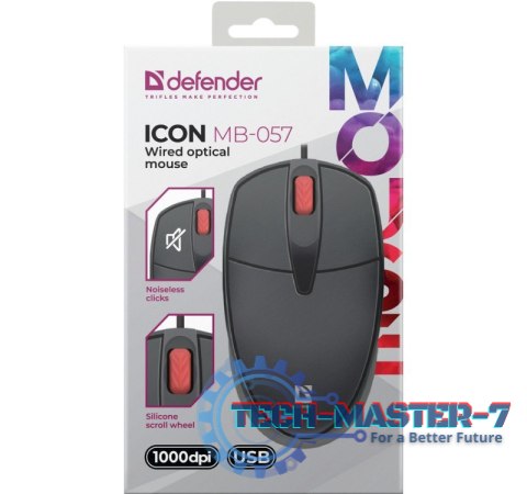 Mysz przewodowa silent click ICON MB-057 1000 DPI Czarna Mysz przewodowa silent click ICON MB-057 1000 DPI Czarna