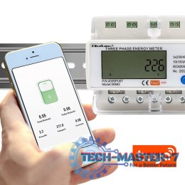 Trójfazowy elektroniczny licznik | miernik zużycia energii na szynę DIN | 400V | LCD | Wi-Fi