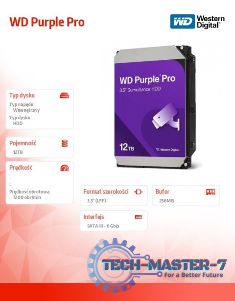 Dysk twardy Purple Pro 12TB 3,5 256MB SATAIII Dysk twardy Purple Pro 12TB 3,5 256MB SATAIII