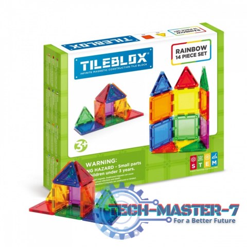 Klocki magnetyczne Tileblox Zestaw tęczowy 14 elementów