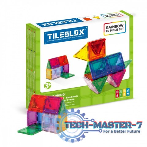 Klocki magnetyczne Tileblox Zestaw tęczowy 20 elementów