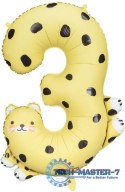Balon foliowy urodzinowy cyfra "3" - Gepard 55x75 cm