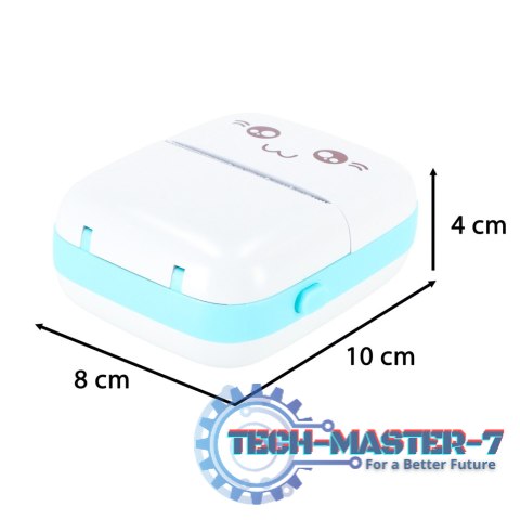 Drukotek drukarka mini termiczna do zdjęć notatek etykiet + kabel USB kotek kot niebieski Drukotek drukarka mini termiczna do zdjęć notatek etykiet + kabel USB kotek kot niebieski