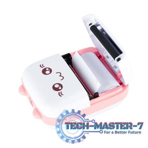 Drukotek drukarka mini termiczna do zdjęć notatek etykiet + kabel USB kotek kot różowy Drukotek drukarka mini termiczna do zdjęć notatek etykiet + kabel USB kotek kot różowy