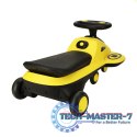 Jeździk grawitacyjny świecące koła LED z muzyką grający skuter 74cm żółto-czarny max 100kg