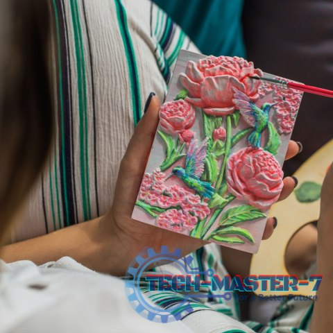 Kolorowanka gipsowa obraz do malowania 3D CANDELLANA kwiaty peonie zestaw farby i pędzle Kolorowanka gipsowa obraz do malowania 3D CANDELLANA kwiaty peonie zestaw farby i pędzle