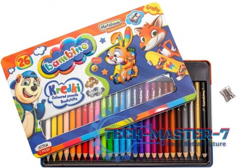 Kredki ołówkowe w metalowym etui Bambino 24 kolory Kredki ołówkowe w metalowym etui Bambino 24 kolory