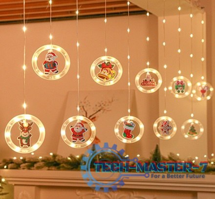 Kurtyna LED na okno girlanda bombki świąteczna choinkowa 3 m 125 LED