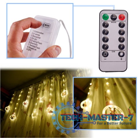 Kurtyna LED na okno girlanda bombki świąteczna choinkowa 3 m 125 LED Kurtyna LED na okno girlanda bombki świąteczna choinkowa 3 m 125 LED