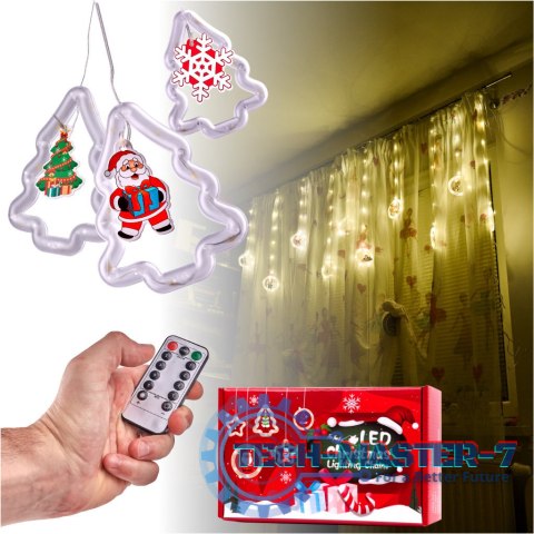 Kurtyna LED na okno girlanda świąteczna choinkowa 3 m 125 LED Kurtyna LED na okno girlanda świąteczna choinkowa 3 m 125 LED