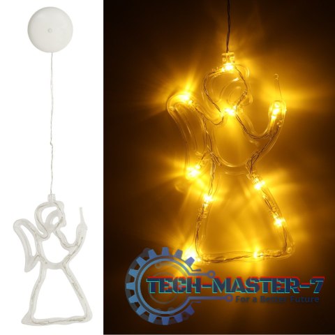 Lampki LED wisząca dekoracja okna świąteczna aniołek przyssawki 49cm 10 LED Lampki LED wisząca dekoracja okna świąteczna aniołek przyssawki 49cm 10 LED