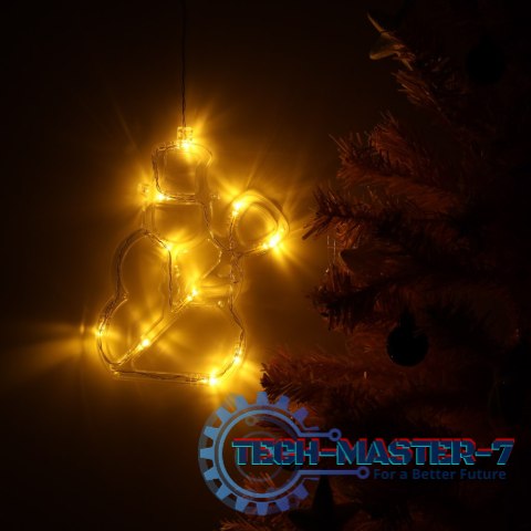 Lampki LED wisząca dekoracja świąteczna okna bałwanek 49cm przyssawka 10 LED Lampki LED wisząca dekoracja świąteczna okna bałwanek 49cm przyssawka 10 LED