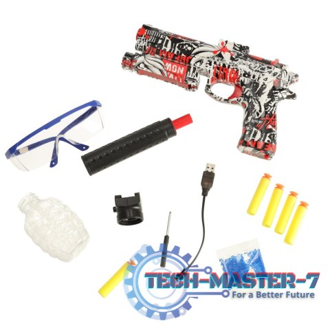 Pistolet na kulki żelowe wodne karabin zasilanie akumulatorowe USB + okulary 550szt. 7-8mm Pistolet na kulki żelowe wodne karabin zasilanie akumulatorowe USB + okulary 550szt. 7-8mm