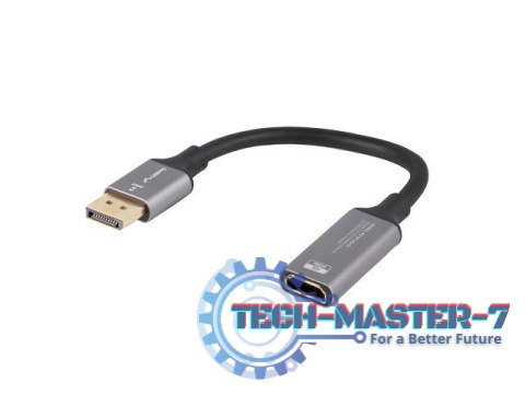 Adapter Displayport(M)- HDMI(F)4K na kablu 20cm srebrny Adapter Displayport(M)- HDMI(F)4K na kablu 20cm srebrny