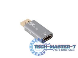 Adapter Displayport(M)- HDMI(F)8K srebrny
