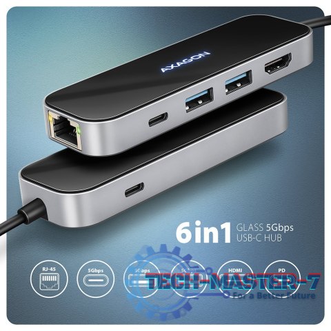 HMC-6GLN Wieloportowy hub USB 6in1, 5Gbps, 2xUSB-A, 1x USB-C, GLAN, HDMI 4K/60Hz, PD 100W, 20cm USB-C kabel HMC-6GLN Wieloportowy hub USB 6in1, 5Gbps, 2xUSB-A, 1x USB-C, GLAN, HDMI 4K/60Hz, PD 100W, 20cm USB-C kabel