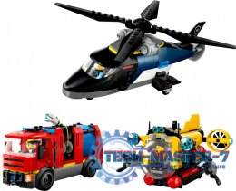 Klocki City 60462 Zestaw z helikopterem, wozem strażackim i łodzią