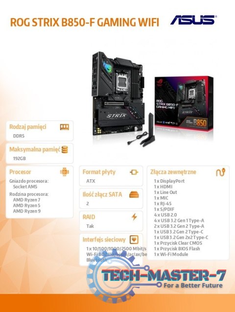 Płyta główna ROG STRIX B850-F GAMING WIFI Płyta główna ROG STRIX B850-F GAMING WIFI