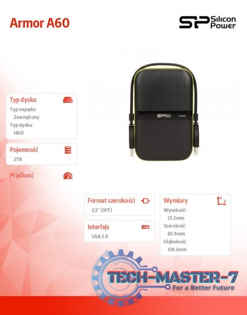 ARMOR A60 2TB USB 3.0 BLACK-GREEN/PANCERNY wstrząso/pyło i wodoodporny ARMOR A60 2TB USB 3.0 BLACK-GREEN/PANCERNY wstrząso/pyło i wodoodporny