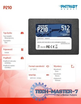 Dysk SSD 512GB P210 520/430 MB/s SATA III 2.5