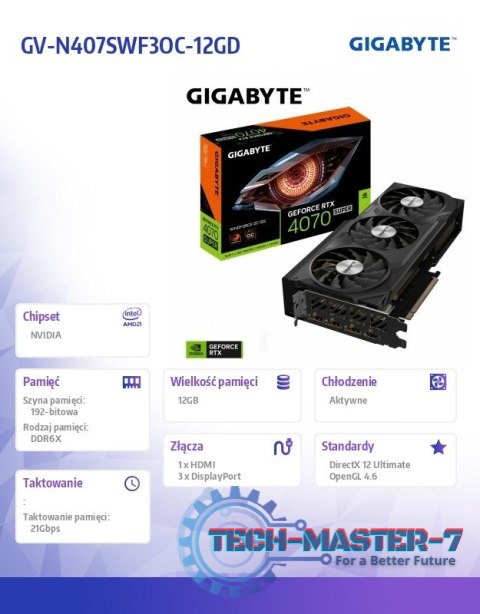 Karta graficzna RTX 4070 SUPER WINDFORCE OC 12G GDDR6X 192bit Karta graficzna RTX 4070 SUPER WINDFORCE OC 12G GDDR6X 192bit