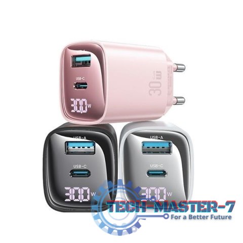Ładowarka sieciowa 30W GaN LED USB+USB-C CC229 Fast Charging czarna Ładowarka sieciowa 30W GaN LED USB+USB-C CC229 Fast Charging czarna