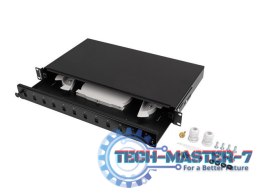 Przełącznica światłowodowa 12XSC simplex/12XLC duplex rack 19 1U czarna + akcesoria