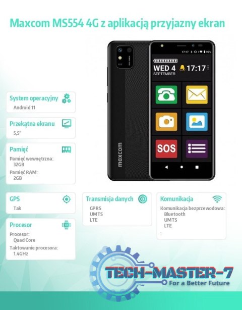 Smartfon MS 554 4G z aplikacją przyjazny ekran Smartfon MS 554 4G z aplikacją przyjazny ekran