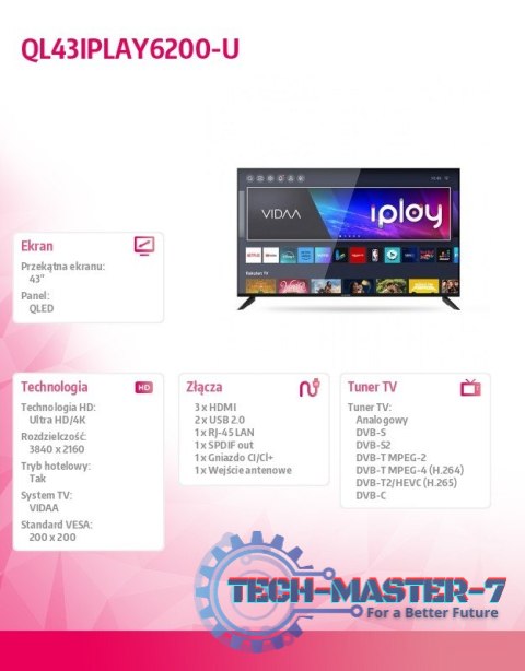 Telewizor QLED 43 cale QL43IPLAY6200-U Telewizor QLED 43 cale QL43IPLAY6200-U
