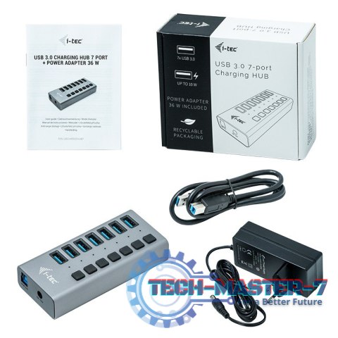 Hub USB 3.0 z ładowaniem, 7 portów, 36W Hub USB 3.0 z ładowaniem, 7 portów, 36W