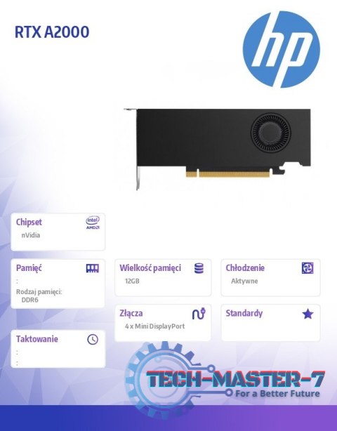 Karta graficzna NVIDIA RTX A2000 12GB 4MDP GFX 5Z7D9AA Karta graficzna NVIDIA RTX A2000 12GB 4MDP GFX 5Z7D9AA