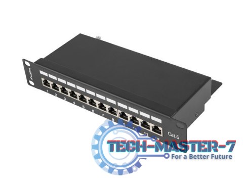Patch Panel 12 Port 1U 10' cali kategoria 6 ekranowany czarny