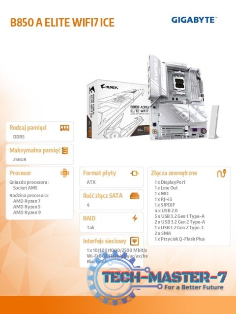 Płyta główna B850 A ELITE WIFI7 ICE Płyta główna B850 A ELITE WIFI7 ICE