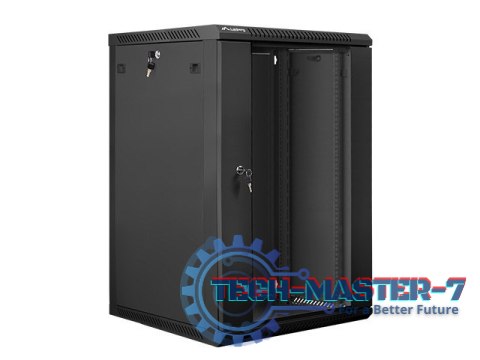 Szafa instalacyjna wisząca 19'' 18U 600X600mm czarna (drzwi szklane) Szafa instalacyjna wisząca 19'' 18U 600X600mm czarna (drzwi szklane)