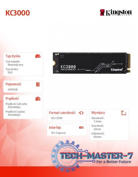 Dysk SSD KC3000 4096GB PCIe 4.0 NVMe M.2 Dysk SSD KC3000 4096GB PCIe 4.0 NVMe M.2