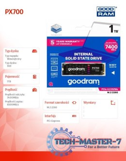 Dysk SSD PX700 1TB M.2 PCIe 2280 4x4 7400/6500MB/s