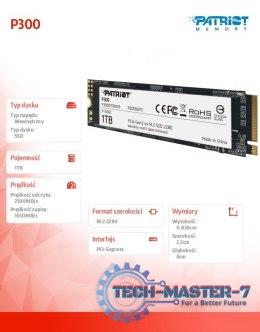 Dysk SSD P300 1TB M.2 PCIe Gen 3 x4 2100/1650