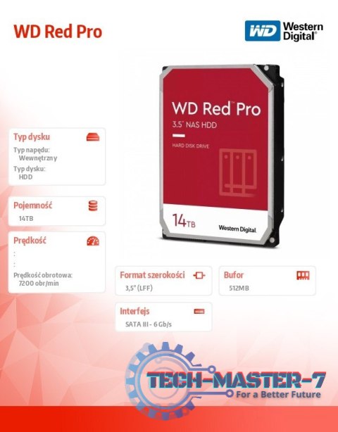 Dysk twardy WD Red Pro 14TB 3,5 512MB SATAIII/7200rpm Dysk twardy WD Red Pro 14TB 3,5 512MB SATAIII/7200rpm