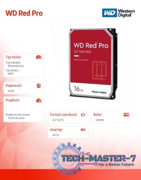 Dysk twardy WD Red Pro 16TB 3,5 512MB SATAIII/7200rpm Dysk twardy WD Red Pro 16TB 3,5 512MB SATAIII/7200rpm