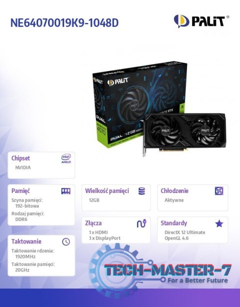 Karta graficzna RTX 4070 DUAL 12GB GDDR6 192bit 3DP Karta graficzna RTX 4070 DUAL 12GB GDDR6 192bit 3DP