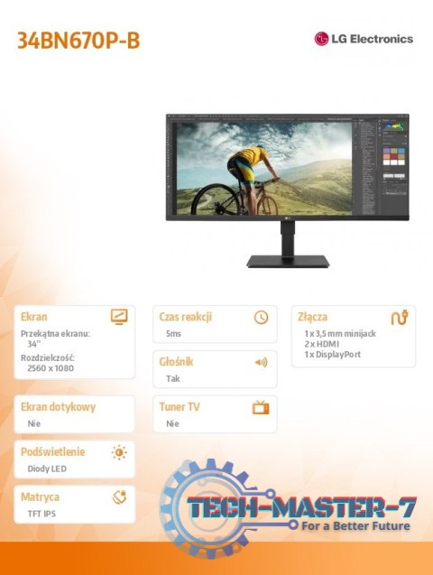 Monitor 34 cale LG 34BN670P-B UltraWide Monitor 34 cale LG 34BN670P-B UltraWide