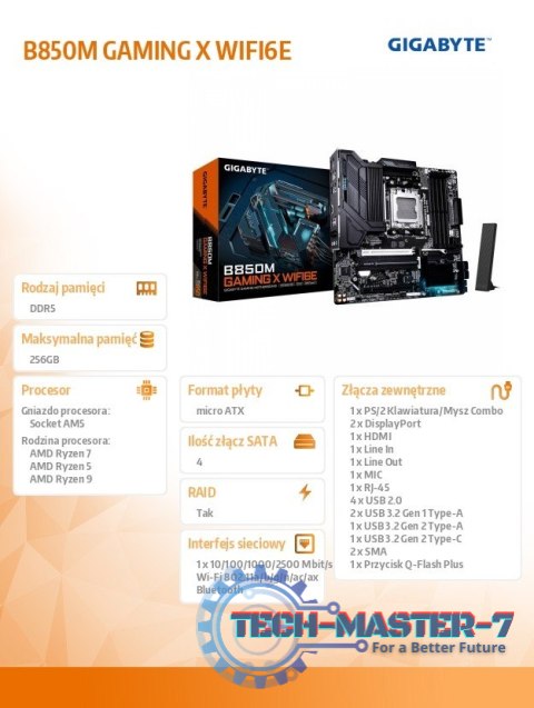 Płyra główna B850M GAMING X WIFI6E Płyra główna B850M GAMING X WIFI6E