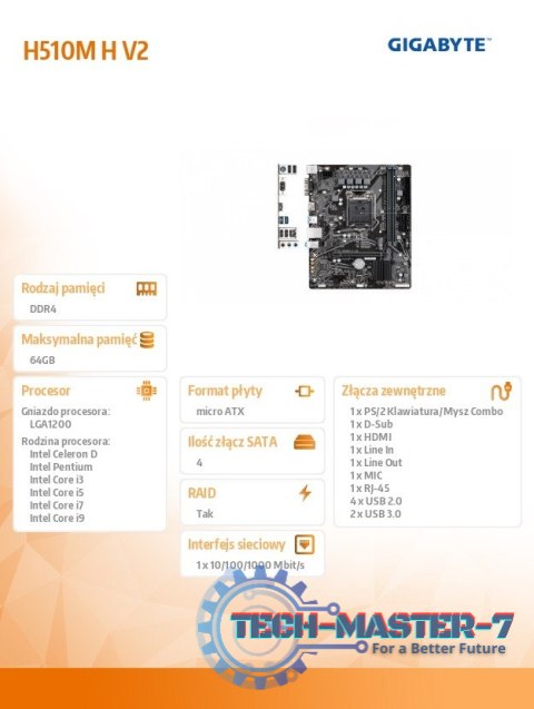 Płyta główna H510M H V2 s1200 2DDR4 HDMI/D-SUB M.2 mATX Płyta główna H510M H V2 s1200 2DDR4 HDMI/D-SUB M.2 mATX